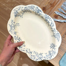 Axyaa Blue Floral Deep Plate - Elegant Medieval Style for Desserts and Salads