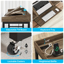 Axyaa Queen Size Overbed Table with Adjustable Tilt Stand, Mobile Laptop Cart.