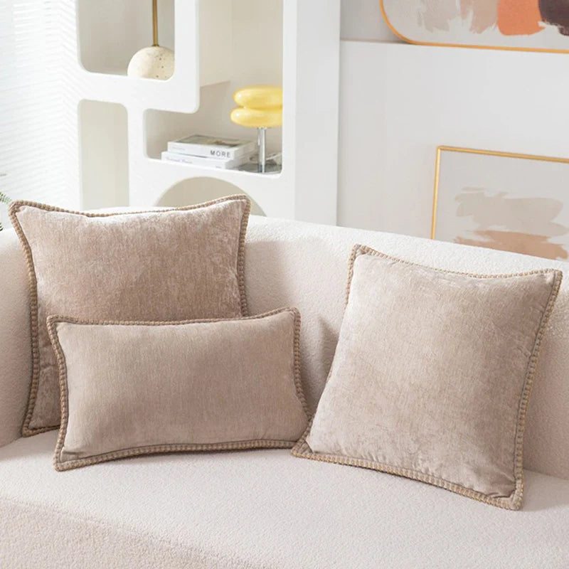 Chenille Throw Pillow Cover 30x50cm Velvet Luxury Cushions for Sofa Bed - Axyaa