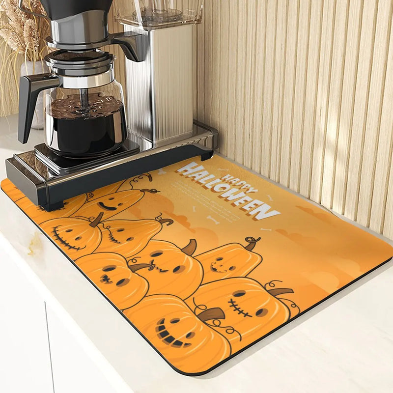 Axyaa Pumpkin Printing Silicone Coasters for Halloween Style Kitchen Décor