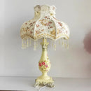 Axyaa Retro Resin Desk Lamp LED E27 Fabric Lampshade Dimmable Table Light
