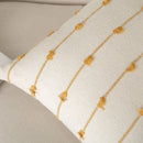 Axyaa Cotton Linen Striped Embroidery Throw Cushion Cover for Home and Sofa
