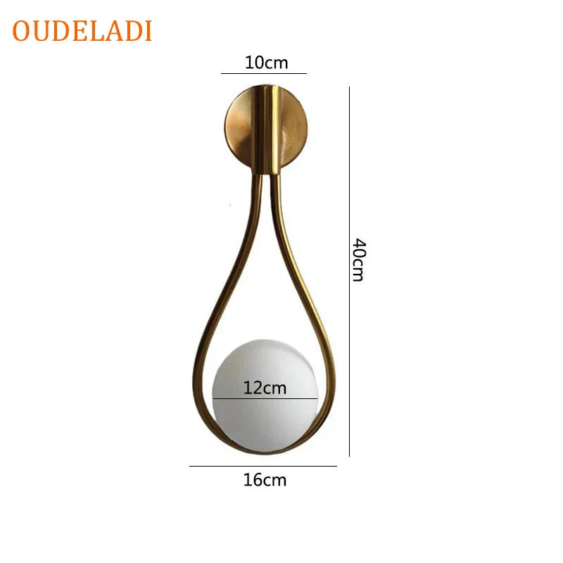 Axya Brass Glass Ball Wall Lamp - Minimalist Nordic Living Room Lighting