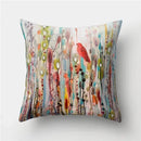 Axyaa Multicolor Bird Floral Landscape Polyester Throw Pillow Cover 45X45CM