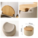 Axyaa Ceramic Seasoning Jar with Bamboo Lid and Spoon