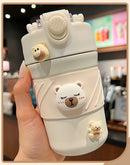 Axyaa Cute Bear Double Drink Thermos Coffee Mug Stainless Steel Tumbler