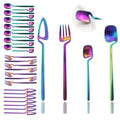 Axyaa 8-Piece Black Stainless Steel Dinnerware Set Kitchen Flatware Cutlery Party Bar Set.