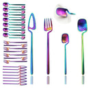 Axyaa 8-Piece Black Stainless Steel Dinnerware Set Kitchen Flatware Cutlery Party Bar Set.