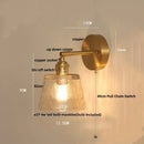 Axyaa Copper Rotatable Pull Chain LED Wall Lamp Glass Flower Stair Light