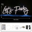 Axyaa Let's Party Neon Sign Cool White Background Party Lights/Event Atmosphere Decoration