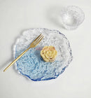 Axyaa Crystal Glass Plate Set for Dim sum, Fruit, Salad, Dessert - Small Size