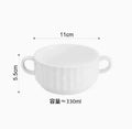Axyaa Ceramic Double Ear Roast Bowl - Cute and Creative Soup Cup, Breakfast and Dessert Bowl