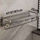 Axyaa Double Rod Towel Hanger with Mesh Basket for Bathroom Toiletries
