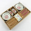Axyaa Japanese Style Tableware Set with Chopsticks, Ceramic Sushi & Sashimi Dishes