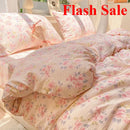 Axyaa Cloud Super Soft Kapok Mattress in Cream Wind Wrinkled Double-Layer Yarn - 4-Piece Set