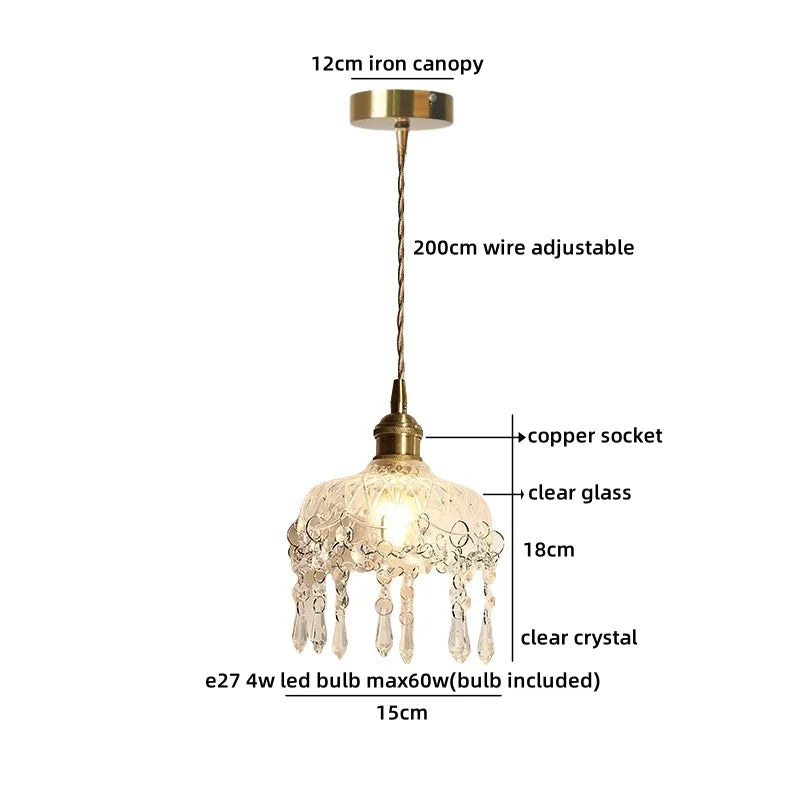 Axyaa Clear Glass Crystal LED Pendant Light for Luxury Home Decor