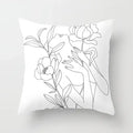 Minimalist White Pillow Cover - Axyaa Portrait Sketch Nordic Cushion