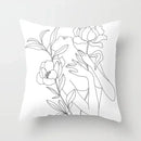 Minimalist White Pillow Cover - Axyaa Portrait Sketch Nordic Cushion