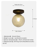 Axyaa Walnut Wood Glass LED Ceiling Light Fixture for Modern Spaces