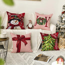 Axyaa Merry Christmas Red Stripes Joy Throw Pillow Cover Snow Gift Box