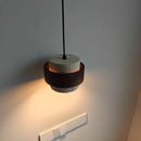 Natural Stone Pendant Light Wabi-sabi Walnut Wood Hanging Lamp by Axyaa