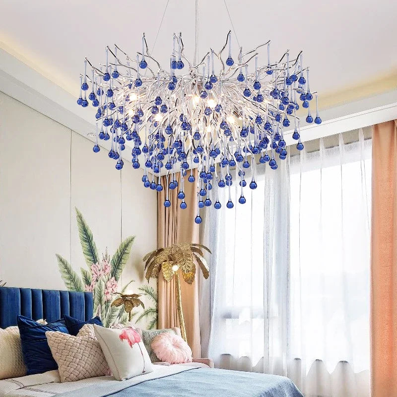 Axyaa Pink Crystal Chandelier for Children's Room Luxury Decor