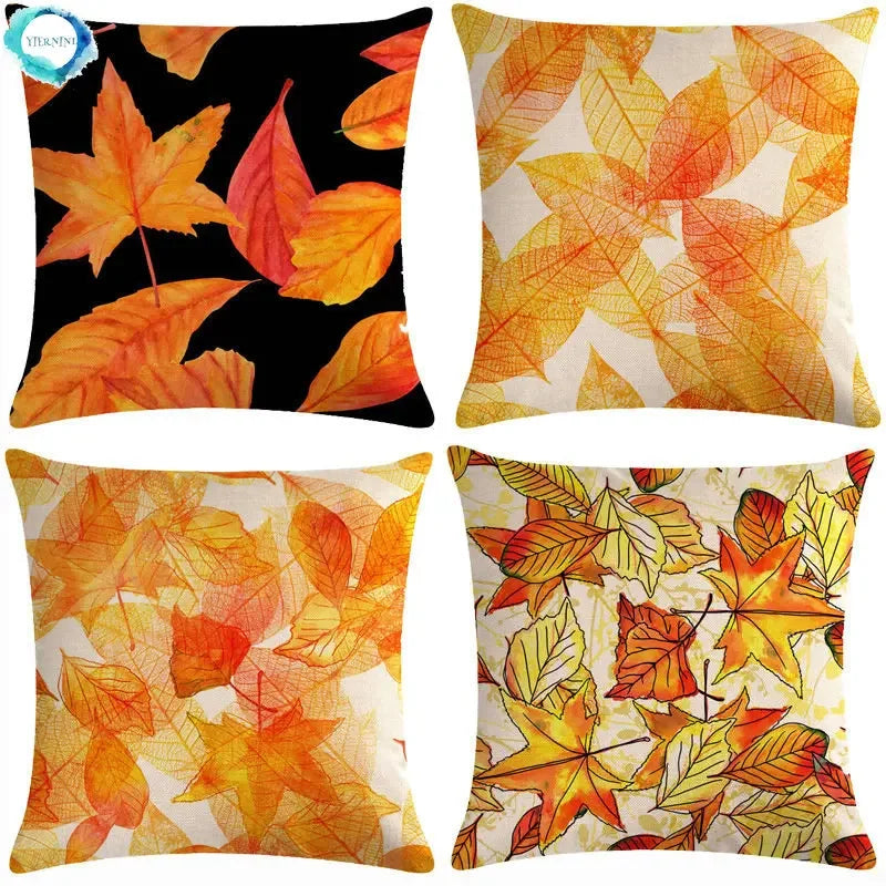 Axyaa Autumn Maple Leaf Sofa Cushion Cover 45*45 Throw Pillow Home Decor
