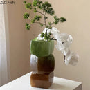 Axyaa Geometric Glass Vase for Stylish Flower Arrangement and Table Decoration