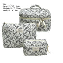 Axyaa Floral Cosmetic Bag Set - 3pcs Portable Toiletry Organizer for Women