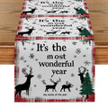 Axyaa Christmas Deer Table Runner - Farmhouse Dining Decor