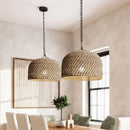 Axyaa Rope Rattan Chandelier: Wabi Sabi Retro Pendant Lights for Home Decor