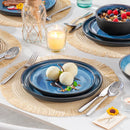 Axyaa 24-Piece Blue Dinnerware Set: Reactive Glaze Dishes, Dishwasher Safe, Service for 8