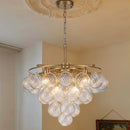 Axyaa Glass Ball Bubble Chandelier LED Pendant Light - Chrome Tiered Luxury Hanging Lamp