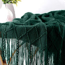 Axyaa Vintage Farmhouse Knitted Throw Blanket with Tassel