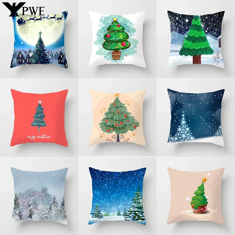 Axyaa Christmas Tree Throw Pillow Cover - Festive Home Decor