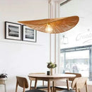 Axyaa Hemp Rope Straw Hat Pendant LED Chandelier - Retro Weaving Art Decor Lighting