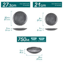 Axya Chrys Grey Ceramic Dinnerware Set for 6/12, Service for 12/24 Piece