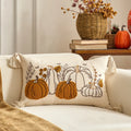 Axyaa Fall Pumpkin Maple Leaf Polyester Cushion Cover Halloween Pillowcase