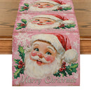 Pink Santa Claus Holly Berry Table Runner by Axyaa for Dining Room Style