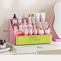 Axyaa Clear Makeup Organizer with Drawer: Cosmetic Storage Box for Dresser and Display