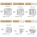 Axyaa 36-Piece Ivory White Marble Grey Ceramic Dinnerware Set
