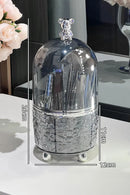 Axyaa Clear Acrylic Makeup Brush Holder with Lid, 360 Rotating Vanity Organizer