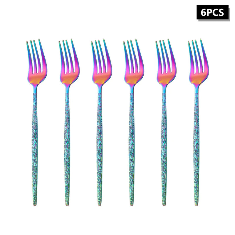 Axyaa Stainless Steel Colorful Cutlery Set with Cracked Handle - Portuguese Style