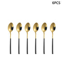 Axyaa Gold Stainless Steel Cutlery Set - 24pc Family Western Dining Gift Set