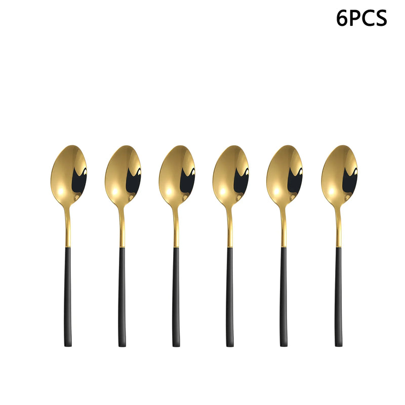Axyaa Gold Stainless Steel Cutlery Set - 24pc Family Western Dining Gift Set
