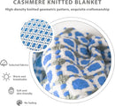 Axyaa Vintage Tassel Blue Plaid Blanket Throw Bedspread Sofa Cover