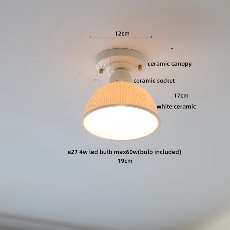 Axyaa Ceramic LED Ceiling Light - Creamy White Nordic Indoor Lamp