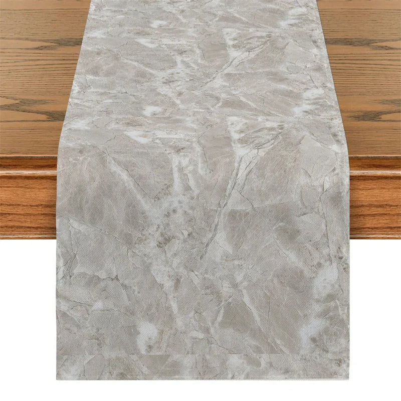 Pink Champagne Gold Textured Table Runner by Axyaa: Elegant Grey Marble Design for Stylish Tables