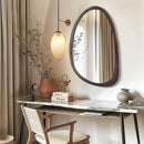 Axyaa Black Walnut Wood Frame Abstract Wall Mirror for Home Decor