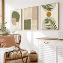 Boho Green Canvas Print Posters Tropical Leaves Abstract Shapes Illustrations Wall Art by Axyaa
